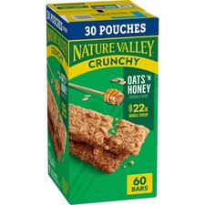 Crunchy Oats and Honey Granola Bars 30 Pouch Pack 60 Count Healthy Snack