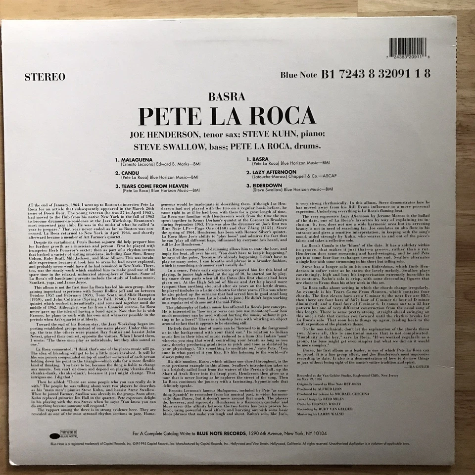 PETE LA ROCA - BASRA - 1995 Blue Note Limited Edition 180gr  Reissue - Image 2 of 4
