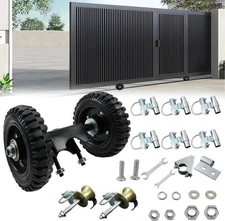 Rolling Gate Kit, Heavy Duty Sliding Gate Hardware Kit with 6" Wheels, 2 Trac...