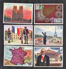 Life In France Card Set 1929 Echte Marg Map Coins Soldier Flag Paris Doumergue
