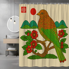 Bird Floral Shower Curtain Japanese Style Print