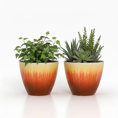 8-Inch Plastic Plant Pots - Set of 2 Modern Planters for Indoor/Outdoor Use