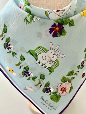 Yoshiko Uchida Handkerchief Halstuch Bandana Rabbit Floral Kawaii Vintage Japan