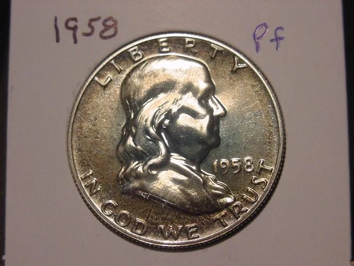 1958 FRANKLIN HALF PROOF NICE COLOR NICE LUSTER POPULAR BETTER DATE #3