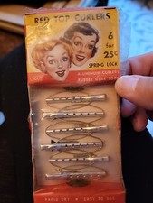 VINTAGE RED TOP ALUMINUM CURLERS LOT of 6 Stock 540. New On Box. 1950 USA