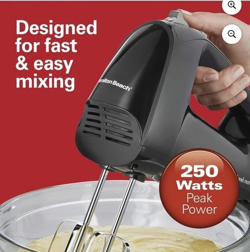 Hamilton Beach 6 Speed Hand Mixer, Quick Burst, Storage Case, New, Black - Picture 5 of 7