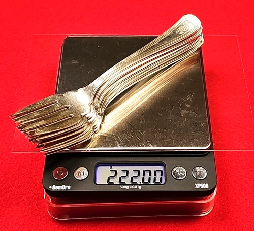 👉222g (8) Gorham 5-3/4"" Old French Sterling Silver Salad Forks w/ Mono 💰