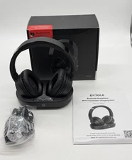 Dytole Wireless TV Headphones with Charging Dock – Over-Ear– Black