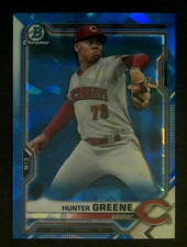 2021 Bowman Chrome Prospects Blue Cracked Ice Hunter Green RC #BCP-175 Reds