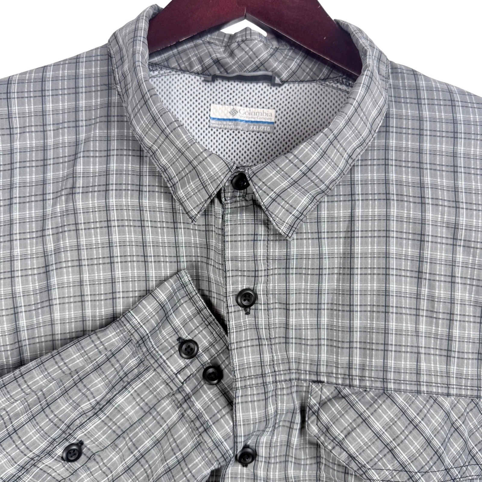 Columbia Omni-Wick Plaid Long Sleeve Hiking Shirt Mens XXL Button Down