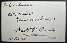 Nathaniel P Banks Civil War Union General Autograph Speaker House Governor RARE