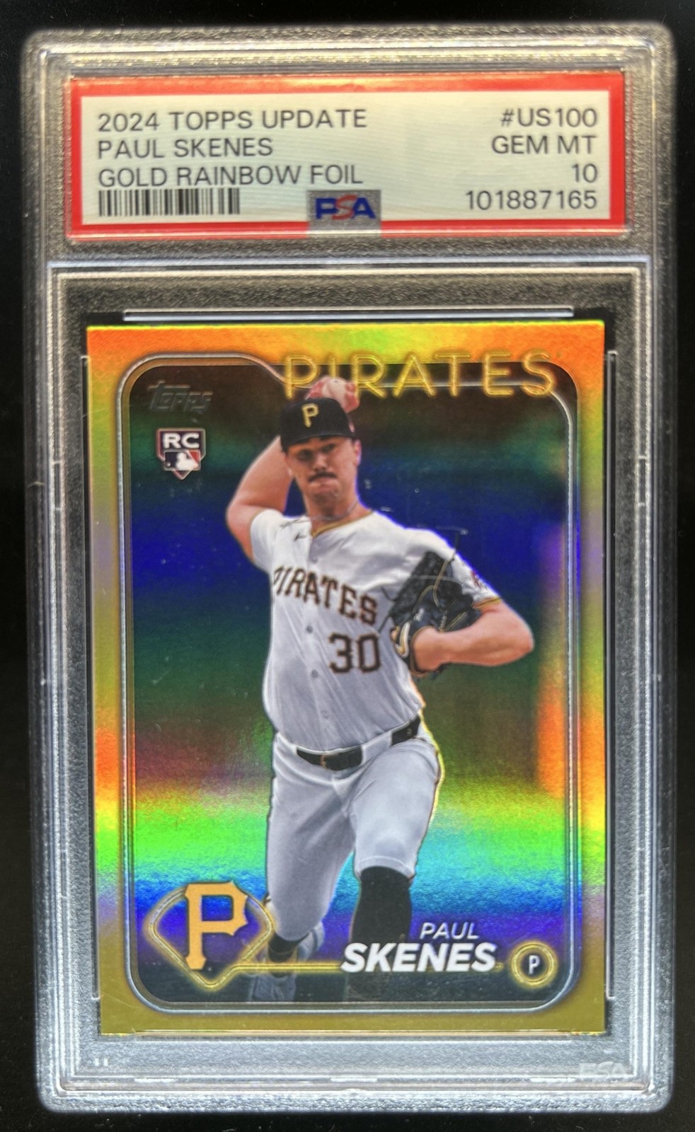 2024 Topps Update Paul Skenes Gold Rainbow Foil Rookie RC #US100 Pirates PSA 10