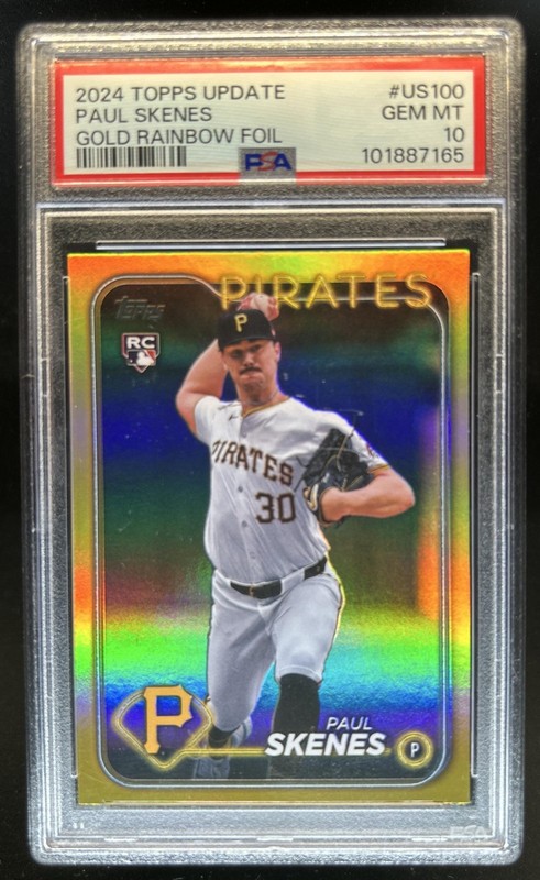 2024 Topps Update Paul Skenes Gold Rainbow Foil Rookie RC #US100 Pirates PSA 10
