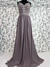 Chiffon Grey Prom A-Line/Princess sweetheart Sweep Train Beaded Sz 12 NWT #6