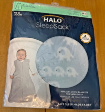 NWT Halo Sleep Sack Micro Fleece, 6-12 months, Blue Elephants