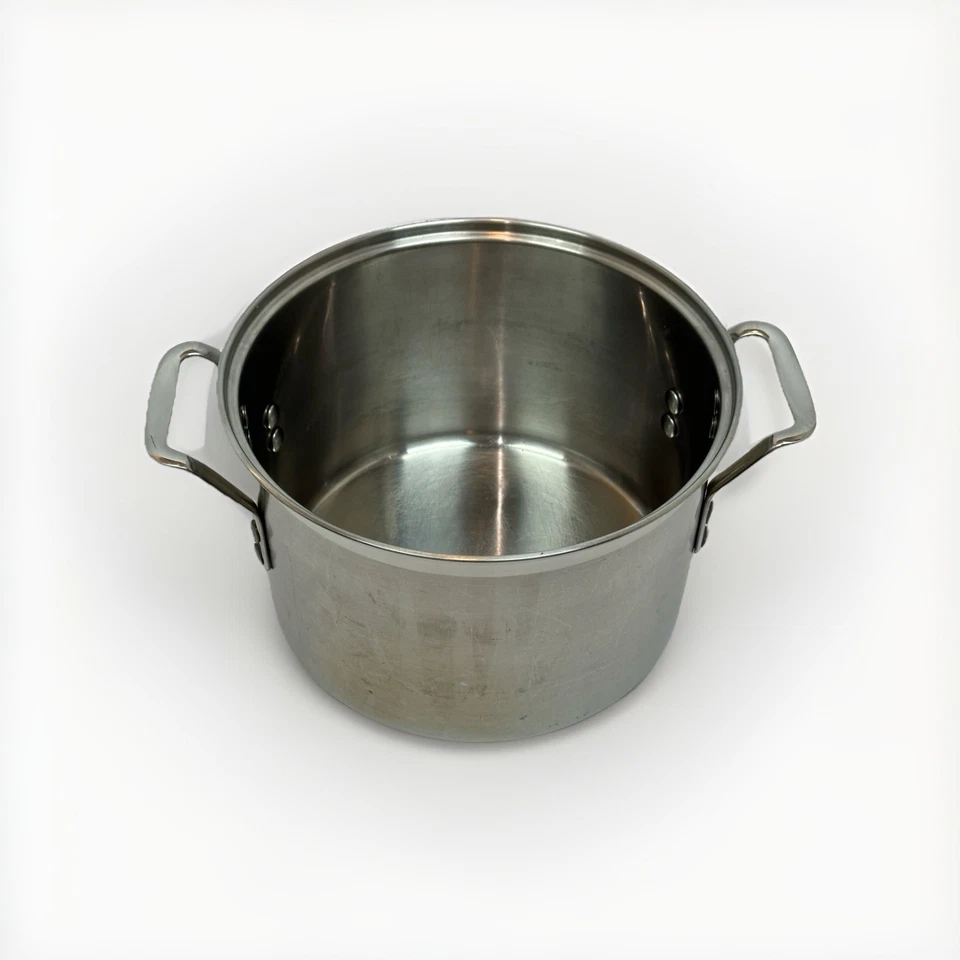 Calphalon 8Qt Stainless Stock Pot w Lid & 2 Steamer Inserts Model 8608MP - Image 4 of 4