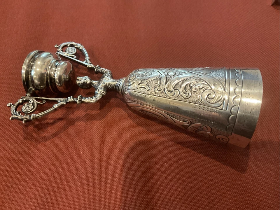 Taza nupcial de boda de plata fina rara antigua de .800 Foto 4 de 4