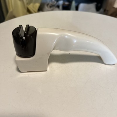 Cutco Kitchen Knife Sharpener Hand Held Pull Through White LH Or RH Pull Vintage