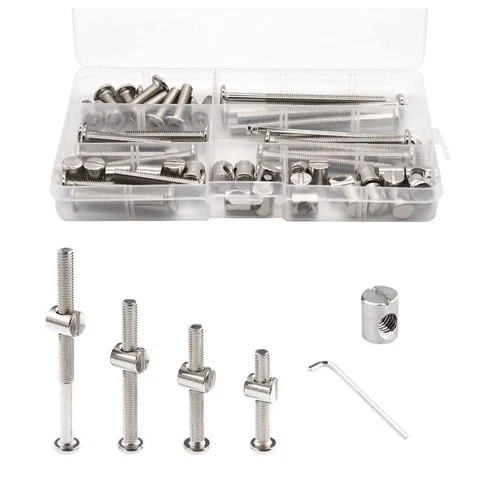 85Pcs Crib Screws Baby Bed Hardware 85pcs Silver, Silver - product listing photo