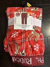 Rudolph The Red Nosed Reindeer Women's Velour Sleep Pants w/Pockets Large 12/14
