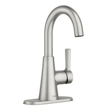 Single Handle High Arc Spout Brushed Nickel Modern Bathroom Vanity Sink Faucet