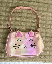 Girls Pink Cat Face Faux Leather Zip-Around Coin Wallet Purse with Zipper