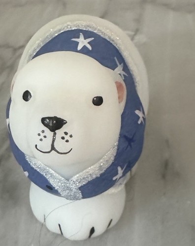 Adorable Fenton Satin Glass Polar Bear “Frosty Friends” Hand Painted (signed) 3” - Picture 9 of 10