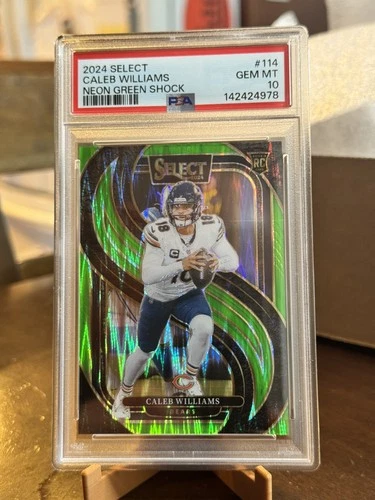 Caleb Williams Rookie PSA 10 Premier Level Green Shock /499 2024 Select Bears RC
