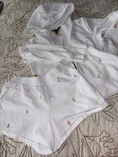 Polo Ralph Lauren Full Zip Lined Hoodie&Shorts Girls L 12-14 Embroidered Ponies