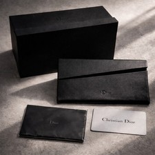 Dior Black Leather Sunglasses Case Velvet Lined Magnetic Luxury Replacement NIB