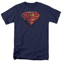 Dc Comics Superman Rostschild Kurzarm T-Shirt Herren Unisex Blau Navy