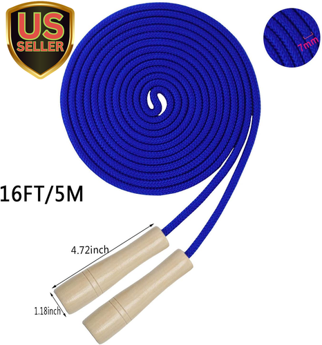 16 FT Long Jump Rope for Kids, Adjustable Double Dutch Skipping Rope with Woo...