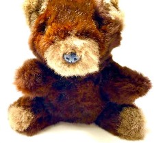 RARE MINK Fur Teddy Bear Stuffed Plush Animal Toy 9  Black  Brown Real Mink Fur