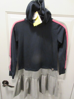 BOBOLI NAVY BLUE KNIT HOODED DRESS SIZE 10  NEW