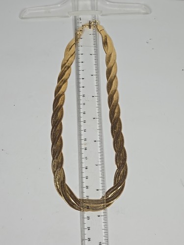 Vintage Avon Goldtone Serpentine Triple Strand Braided Chain Necklace Signed 80s - Picture 8 of 8