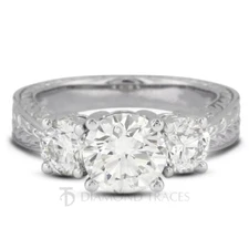 0.95ct H-SI2 Round Natural Certified Diamonds 14k  Vintage Style Engagement Ring