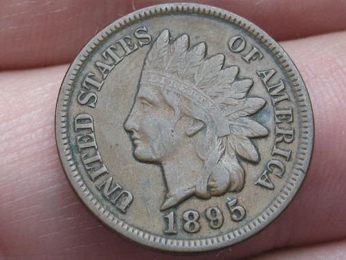 1895 Indian Head Cent Penny- XF Details, 2 Diamonds
