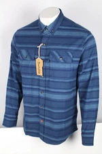 Duck Camp Men's Flannel Camp Shirt Long Sleeve Faded Navy Stripe CS300