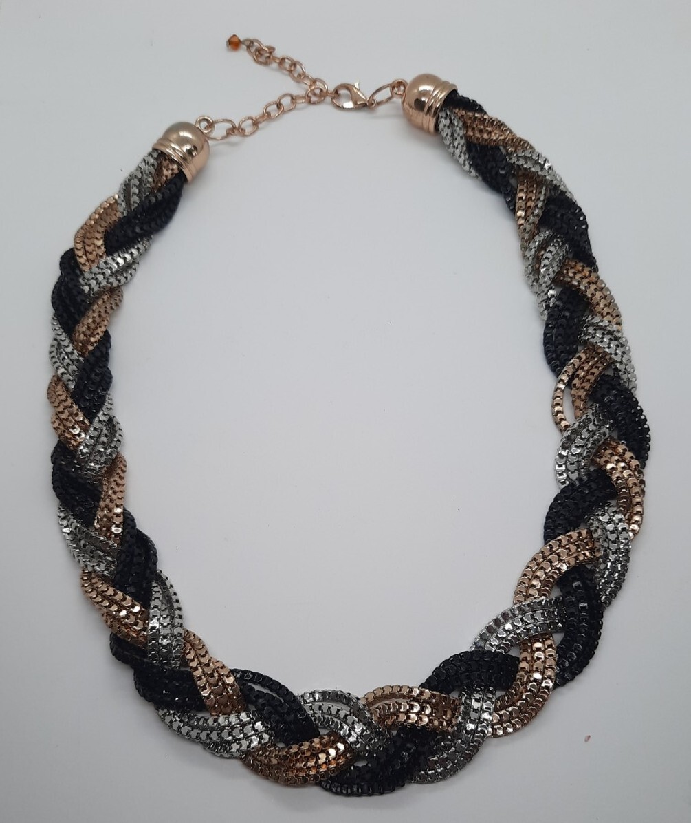 Chunky Multi Colored Braided Statement Necklace - image 2