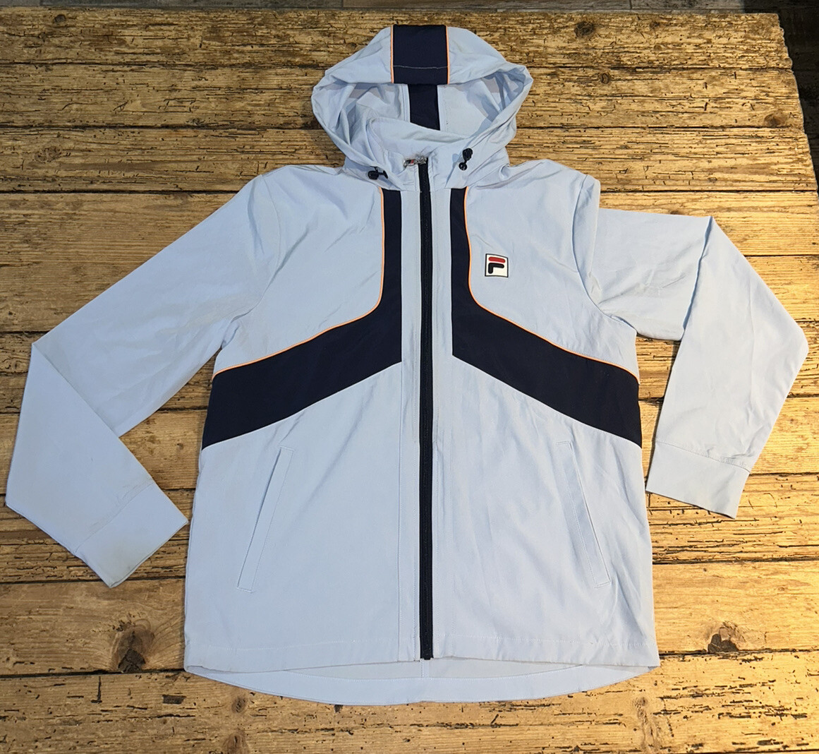 Giacca a vento Fila uomo taglia M blu giallo con cappuccio nuova senza etichetta