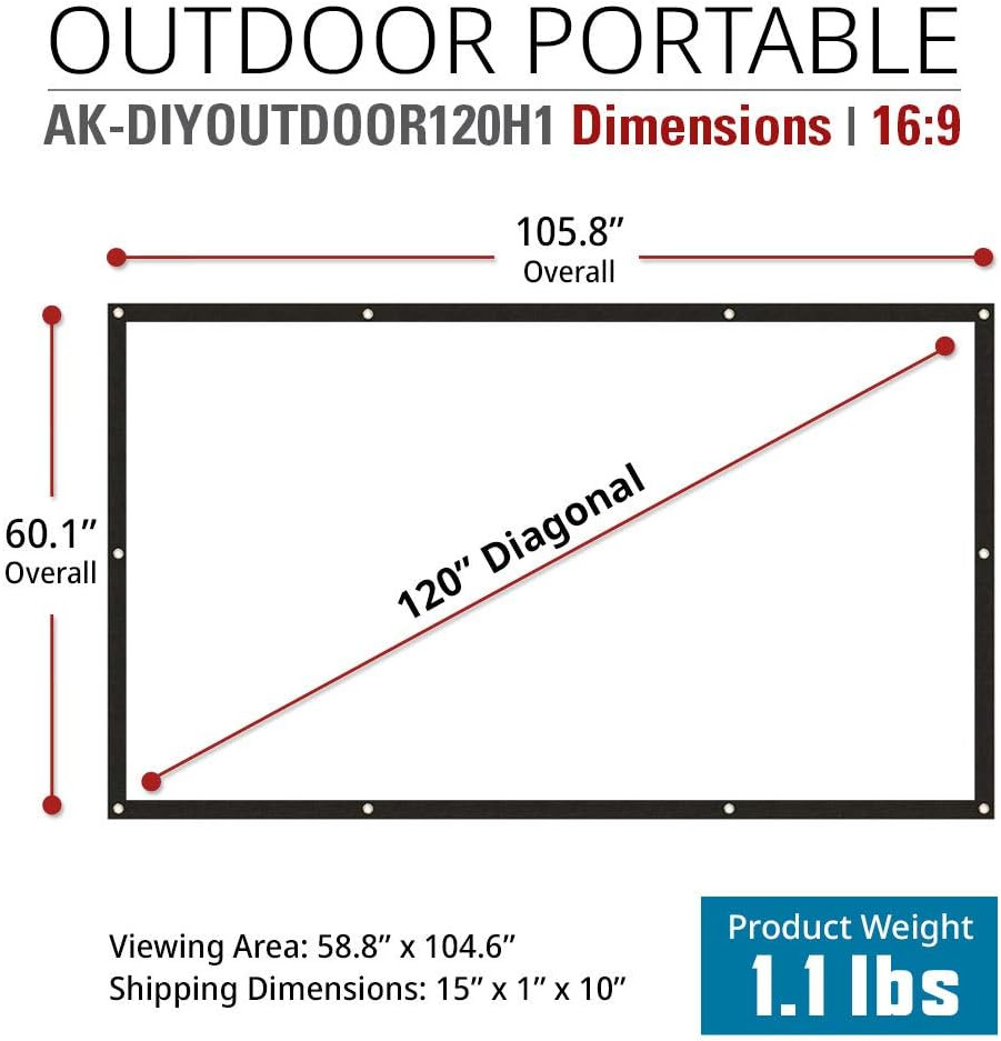 120" Pantalla De Proyeccion 16:9 Proyector Peliculas Para Casa Screen Teatro NEW
