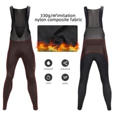 New Men's Winter Cycling Pants Thermal Windproof Bike Riding Tights with Braces