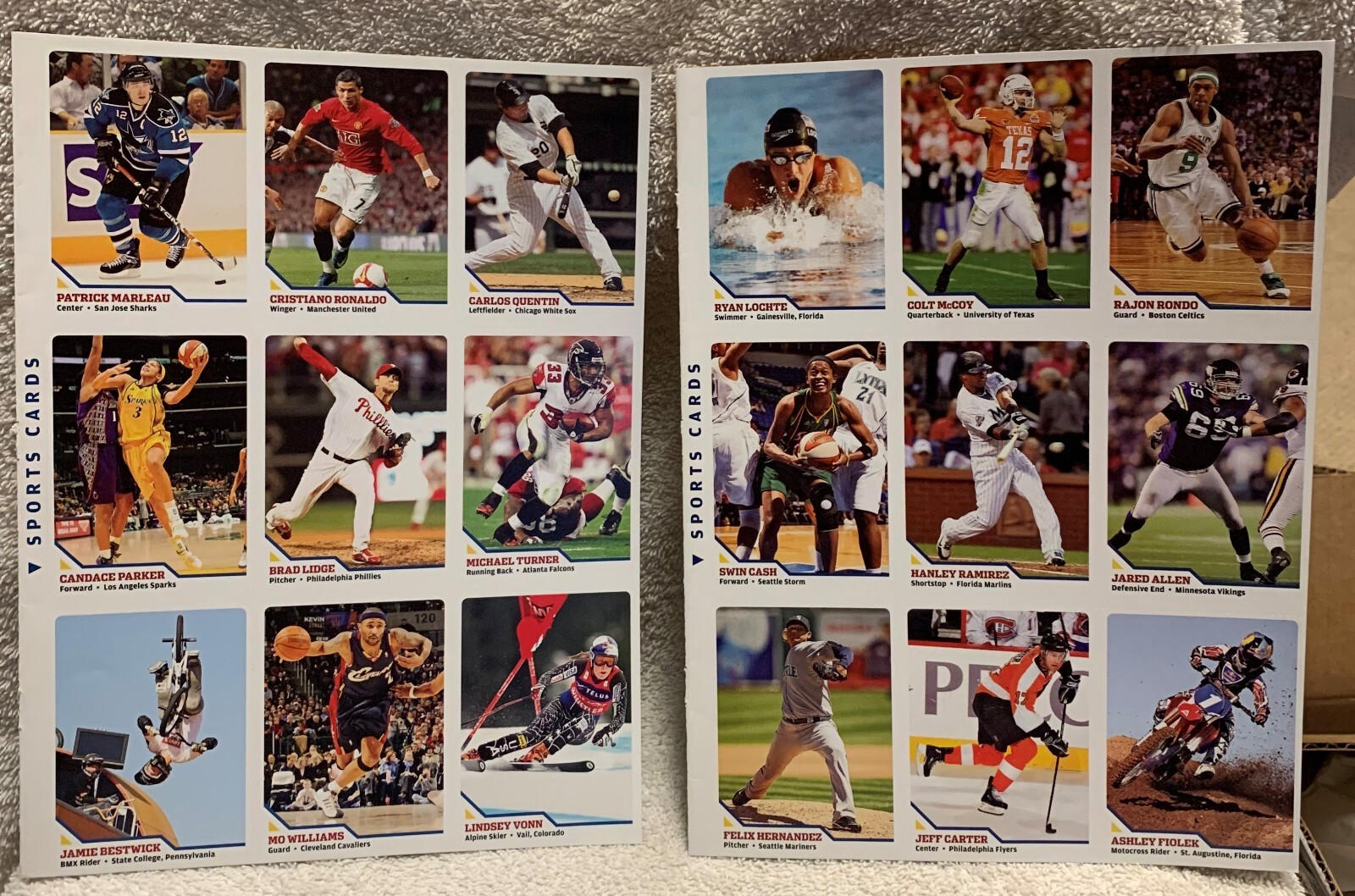 LINDSEY VONN ROOKIE SI FOR KIDS USA CRISTIANO RONALDO PARKER 2009 UNCUT SHEET