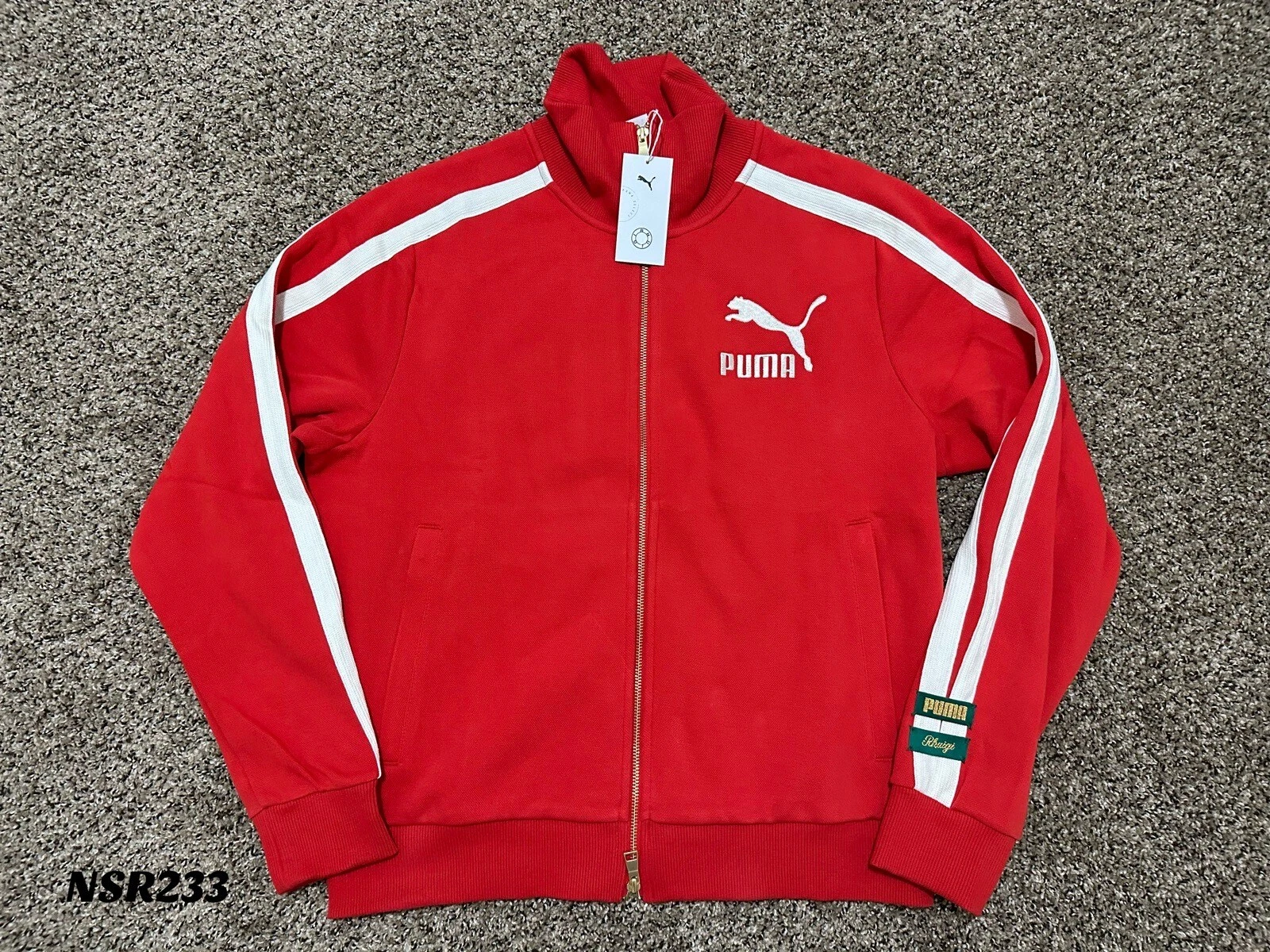 PUMA X RHUIGI T7 TRACK JACKET FULL ZIP CASUAL ATLETICA ROSSA 539508 11 TAGLIA LARGE