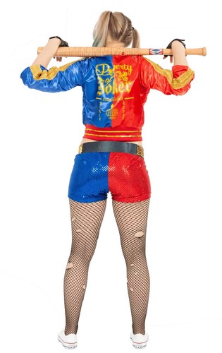 Womens Harley Quinn Costume Suicide Squad Film Halloween Harlequin Fancy Dress - Picture 2 of 2