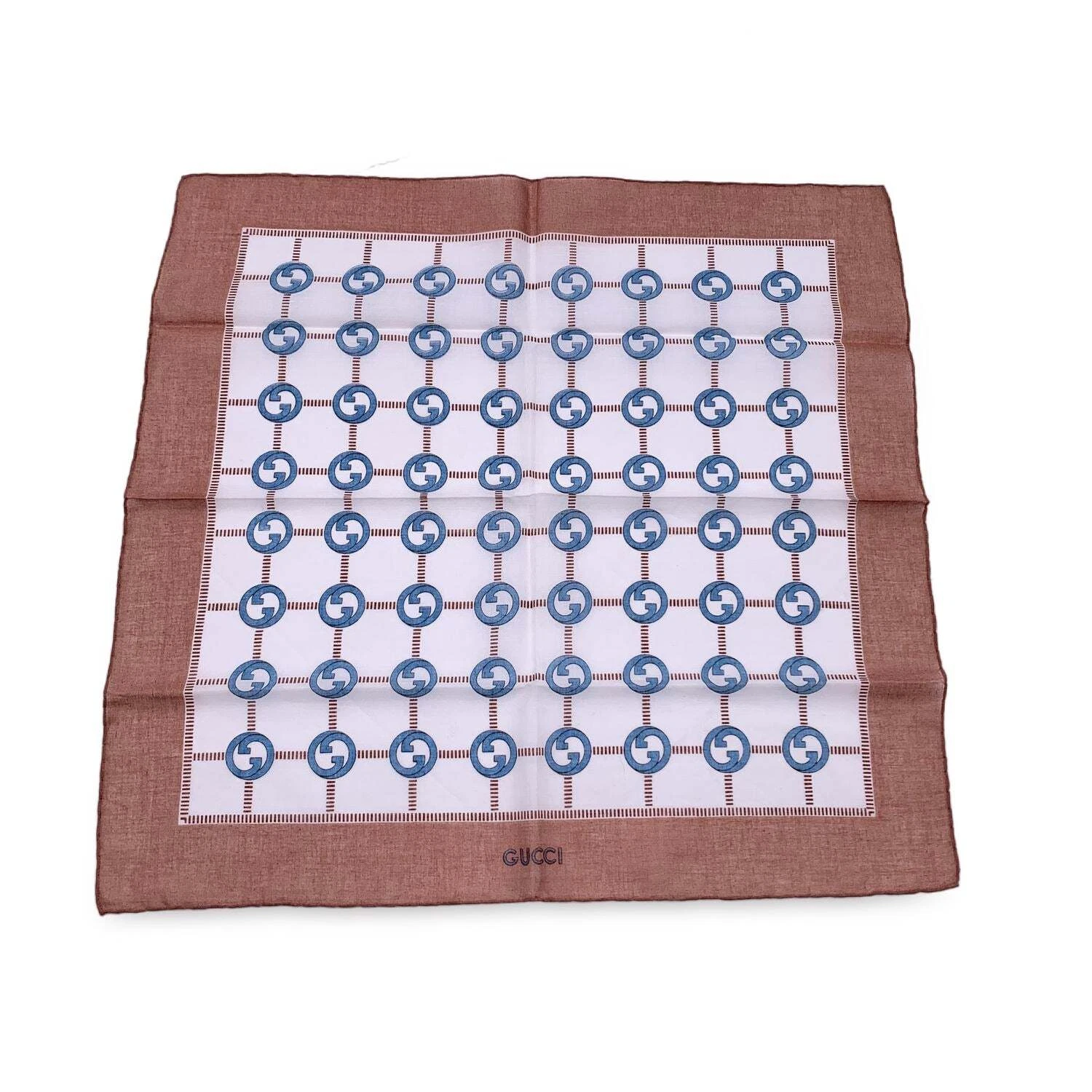 Gucci Vintage GG Logo Cotton Neck Scarf Pocket Handkerchief M...
