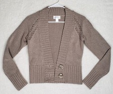 Ann Taylor Loft Women's Knit Cardigan Sweater Size XS Beige Cocoa Button Up