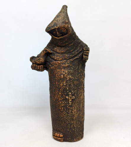 VTG MCM Jaru Pottery Brutalist Religious Monk Wall Hanging Plaque Figurine O22