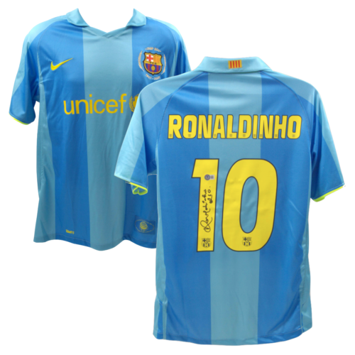 Ronaldinho podpisana koszulka wyjazdowa FC Barcelona Nike #10 - Beckett COA - Zdjęcie 1 z 3