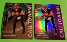 2 card DREW BREES Playoff Call to Arms PURPLE SILVER Prizm CA-8 and Base. SAINTS